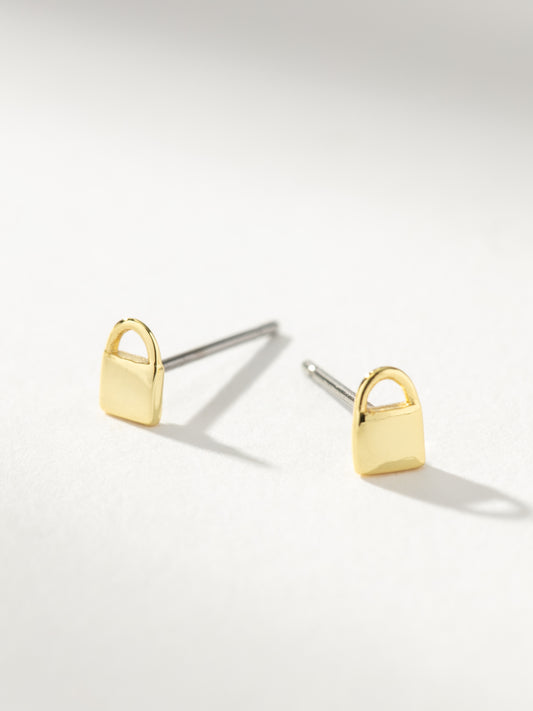 Lock Stud Earrings | Gold | Product Image | Uncommon James