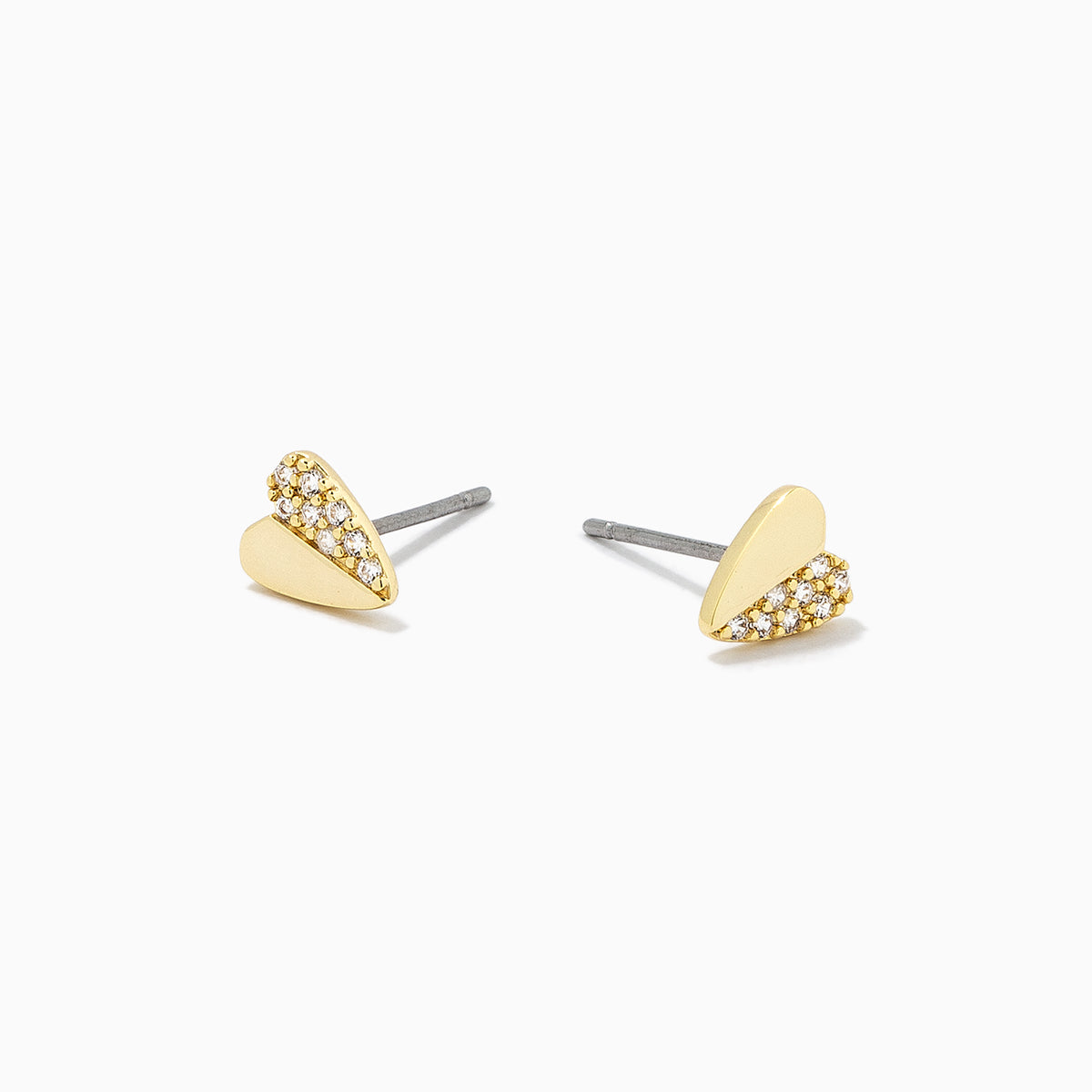 Other Half Heart Stud Earrings | Gold | Product Detail Image | Uncommon James