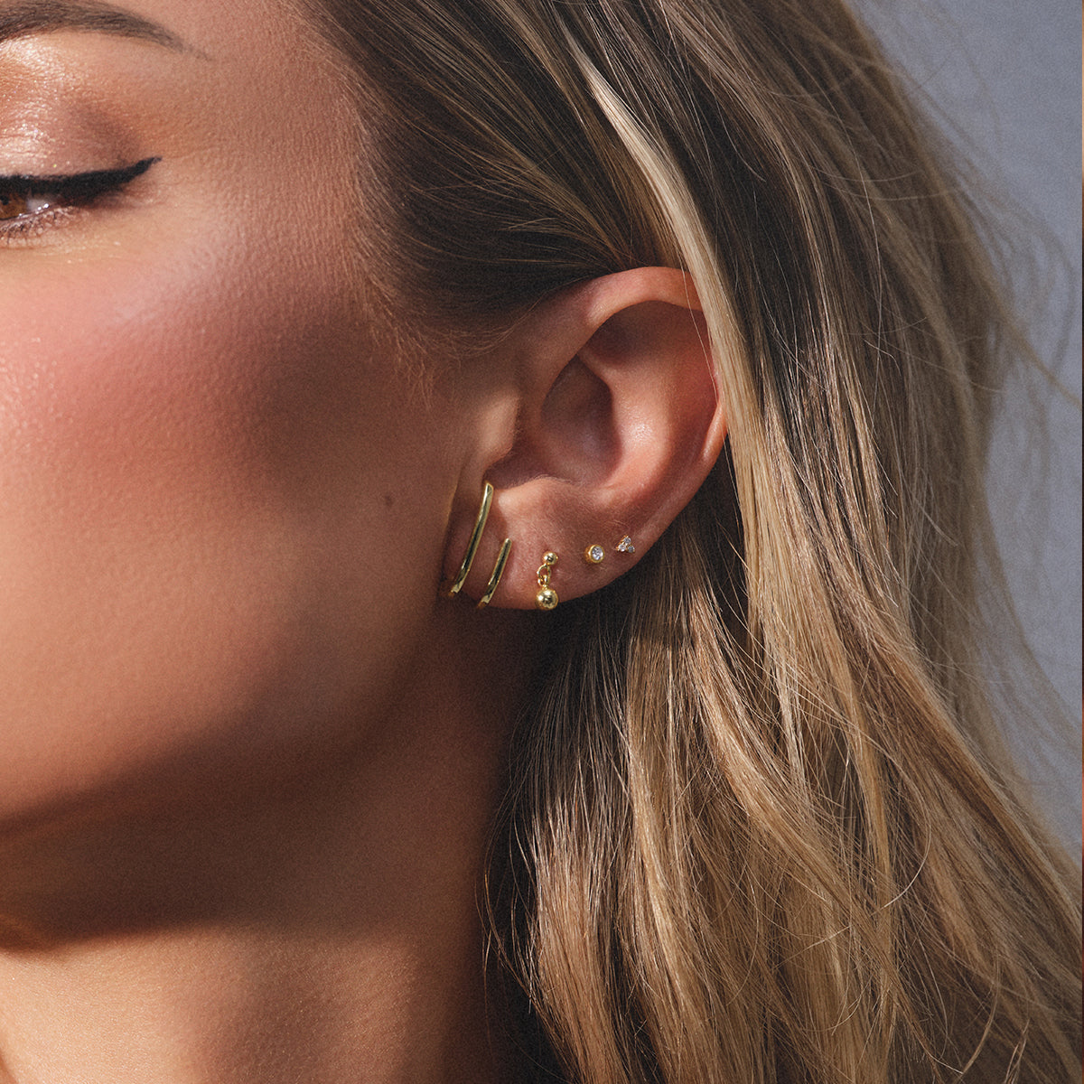 Double Vision Pavé Ear Climber Earrings in Gold | Uncommon James