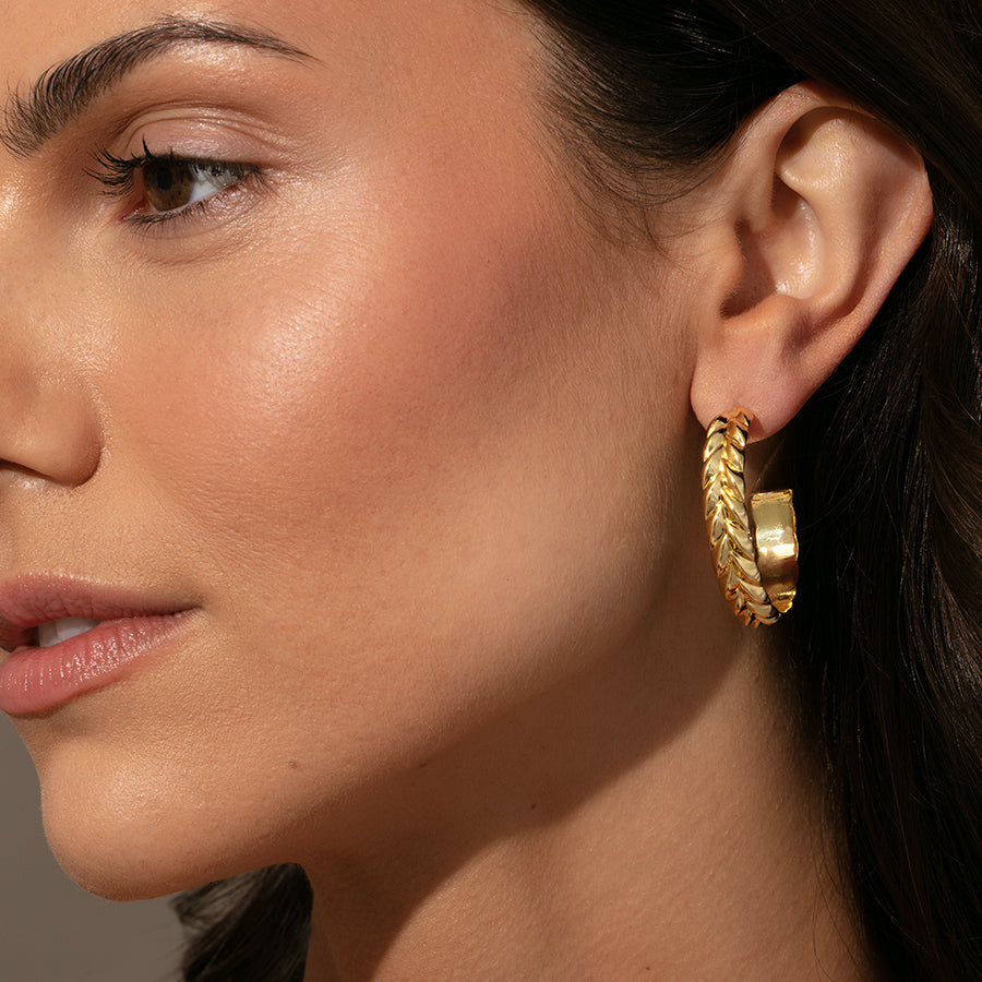 Vine Hoop Earrings | Gold | Model Image 2 | Uncommon James