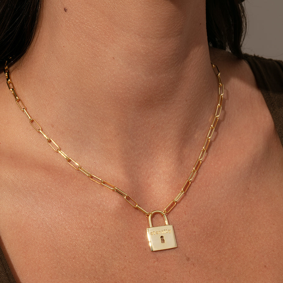 fcity.in - Thick Chain Lock Necklace In Europe And Americapunk Style  Microinlaid