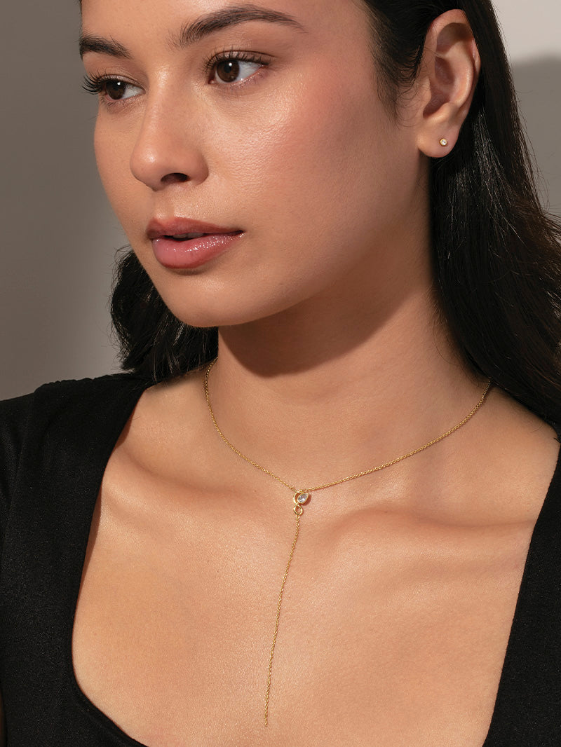 Snake Lariat Necklace | Gold | Model Image | Uncommon James