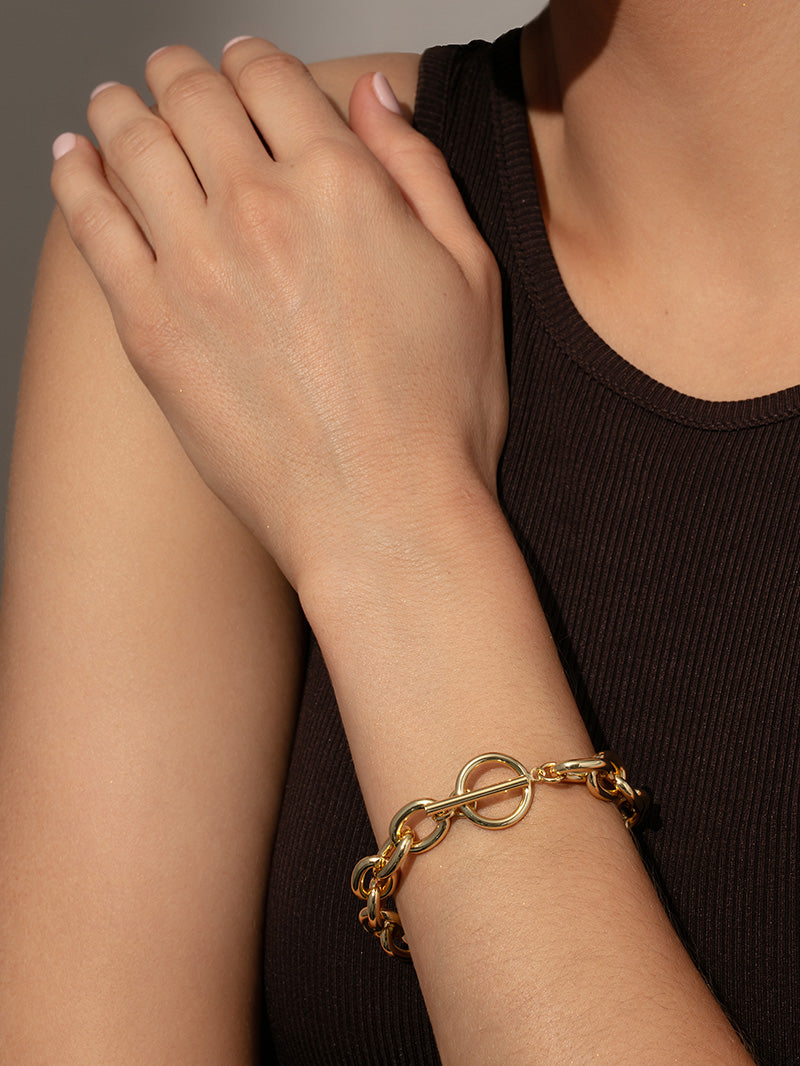 Gold statement bracelet, on sale Gold chain bracelet