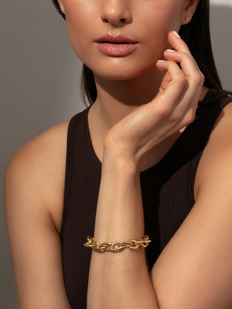 Gold statement bracelet, on sale Gold chain bracelet