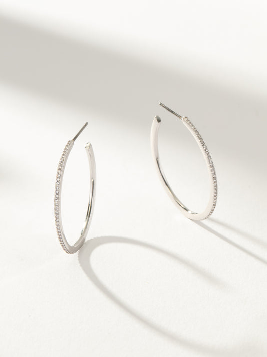 Pavé Hoop Earrings | Silver | Product Image | Uncommon James