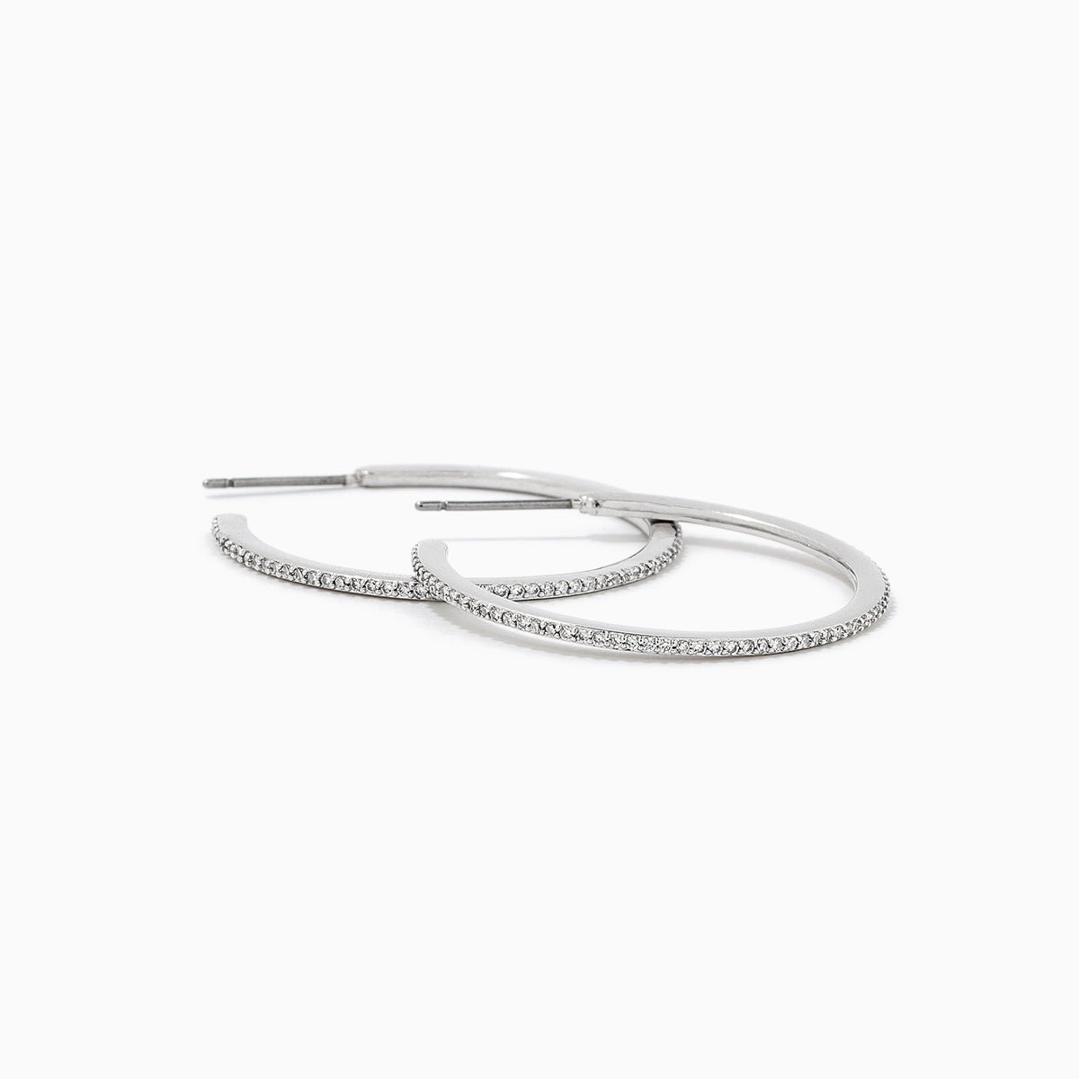 Pavé Thin Hoop Earrings in Gold and Silver | Uncommon James