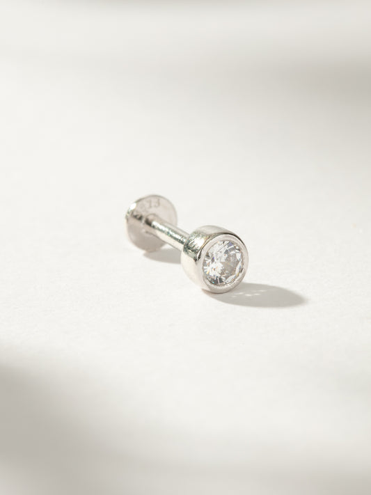 Solo Diamond Flat Back Earring | Sterling Silver Single | Product Image | Uncommon James