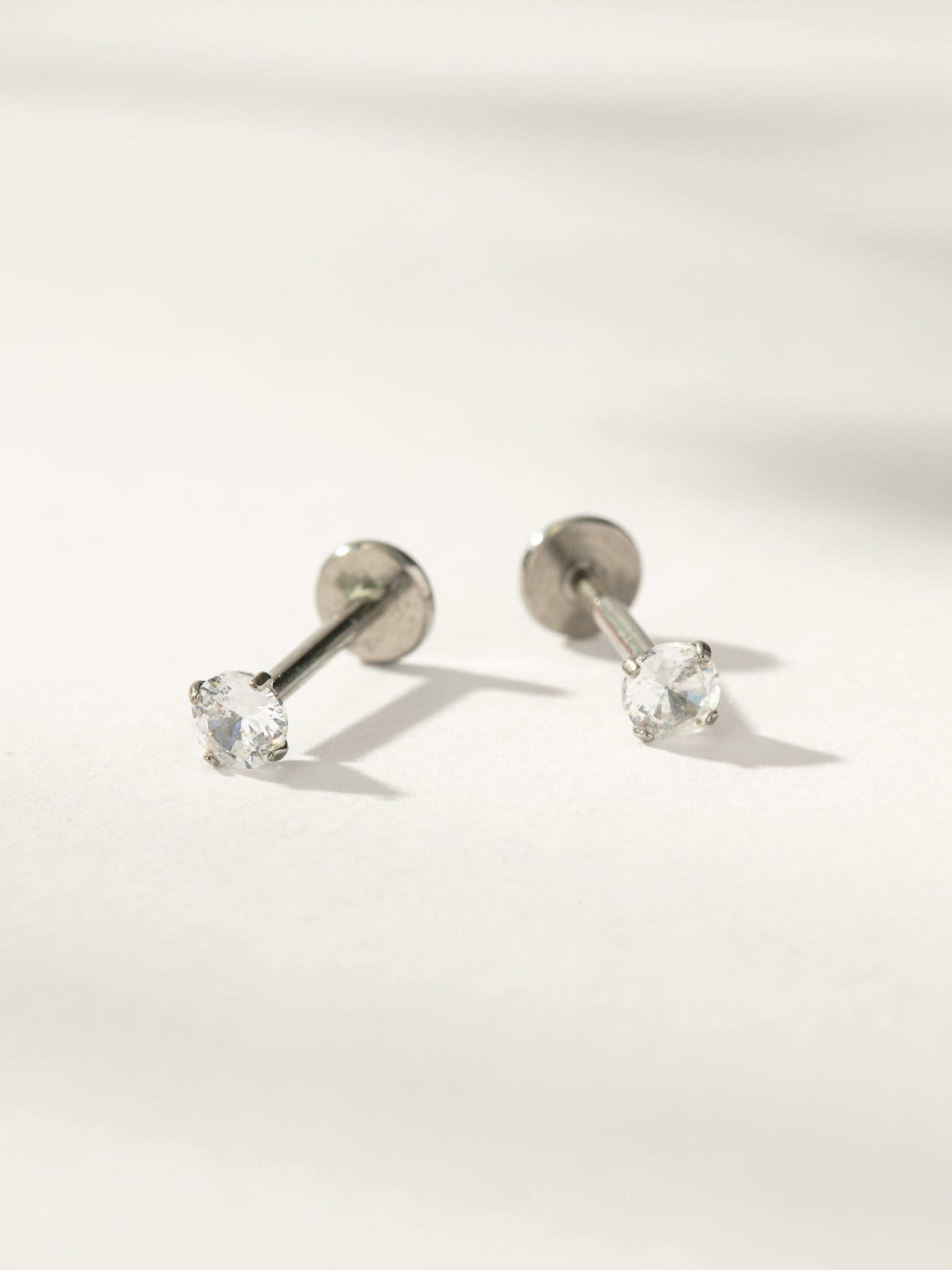 Simple Diamond Titanium Flat Back Earrings | Uncommon James