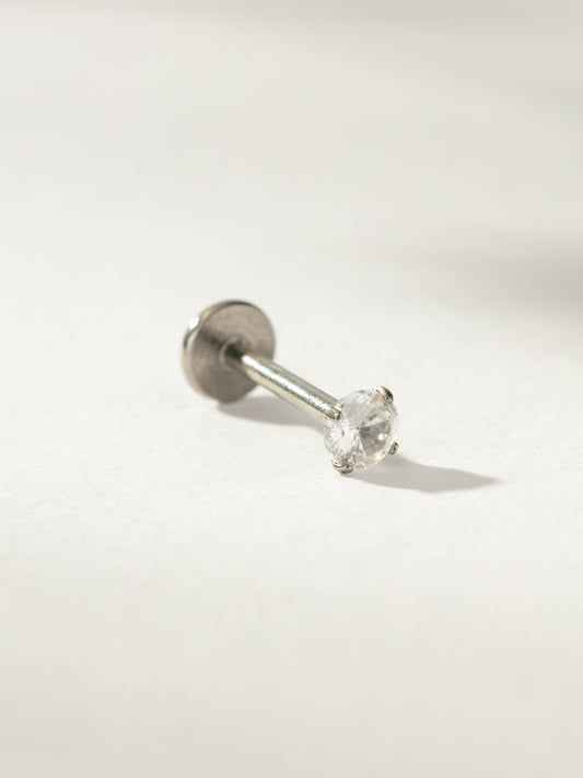 Simple Diamond Titanium Flat Back Earring | Titanium Single | Product Image | Uncommon James