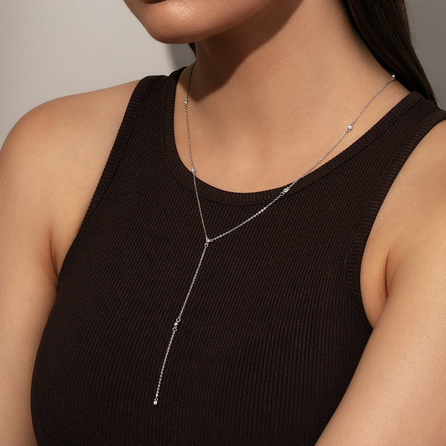 Icy Lariat Necklace | Silver | Model Image | Uncommon James