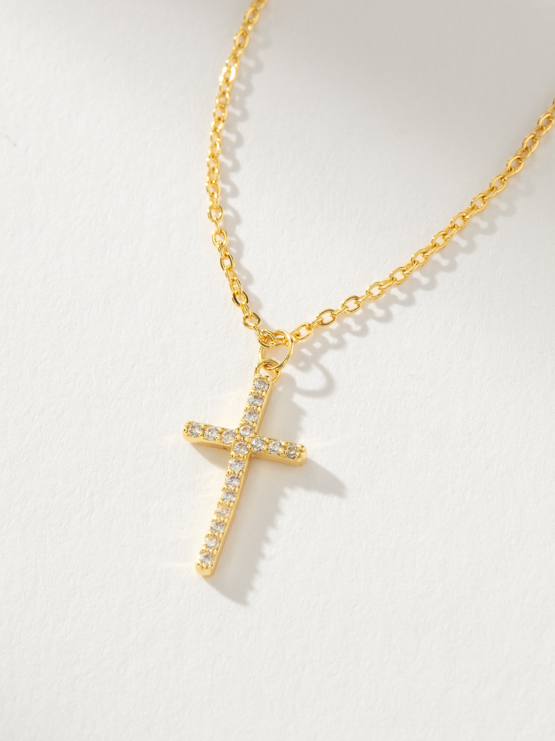 Pavé Cross Necklace | Gold | Product Detail Image | Uncommon James