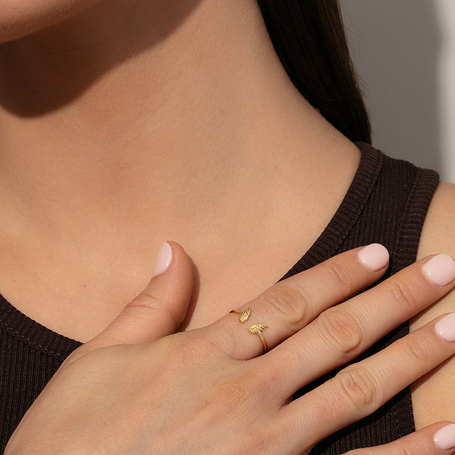 Angel Wings Ring | Gold | Model Image | Uncommon James