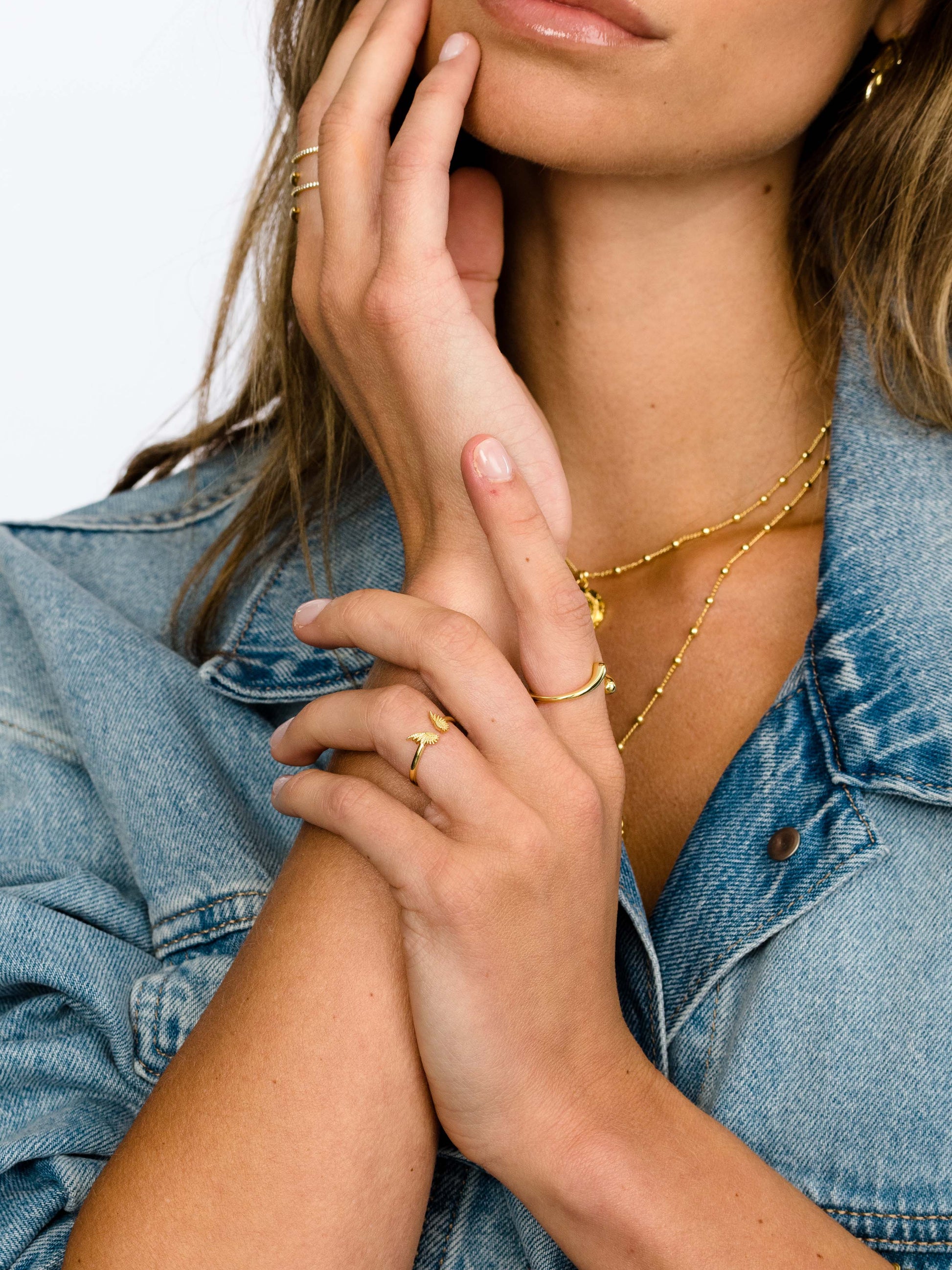 Angel Wings Ring | Gold | Model Image | Uncommon James
