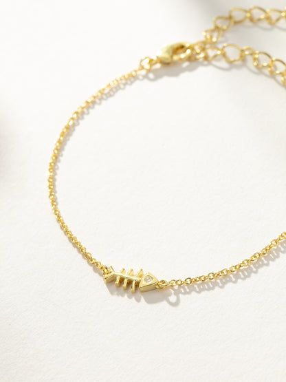 ["Fish Bone Chain Bracelet ", " Gold ", " Product Detail Image ", " Uncommon James"]