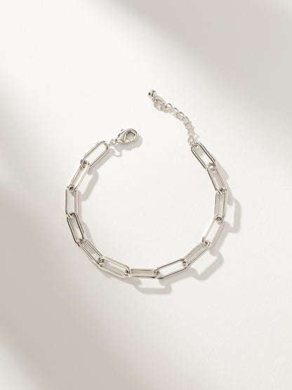 ["Staple Paperclip Chain Bracelet ", " Silver ", " Product Image ", " Uncommon James"]