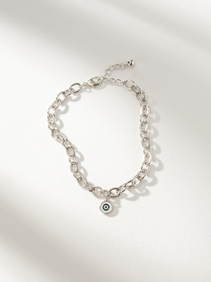 ["Simple Evil Eye Bracelet ", " Silver ", " Product Image ", " Uncommon James"]