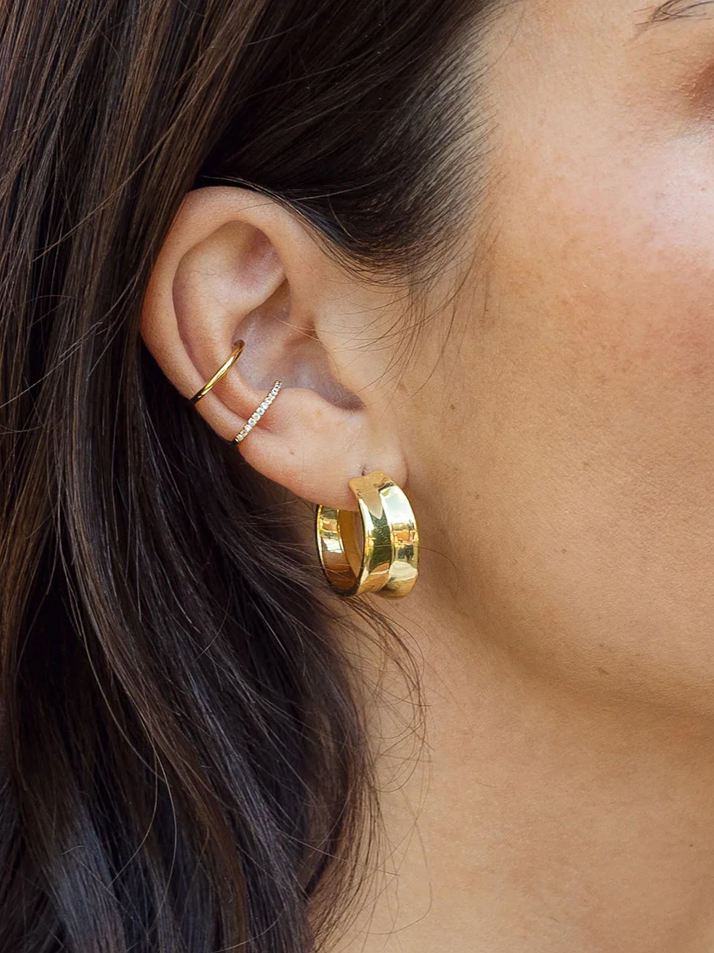 Bold Balance Hoop Earrings | Gold | Model Image | Uncommon James