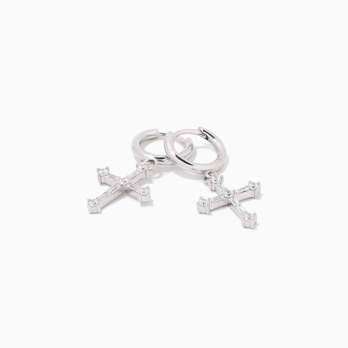 Bold Cross Huggie Earrings | Sterling Silver | Product Detail Image | Uncommon James