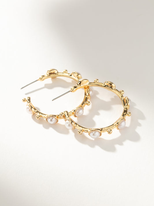 Chic Pearl Hoop Earrings | Gold | Product Image | Uncommon James