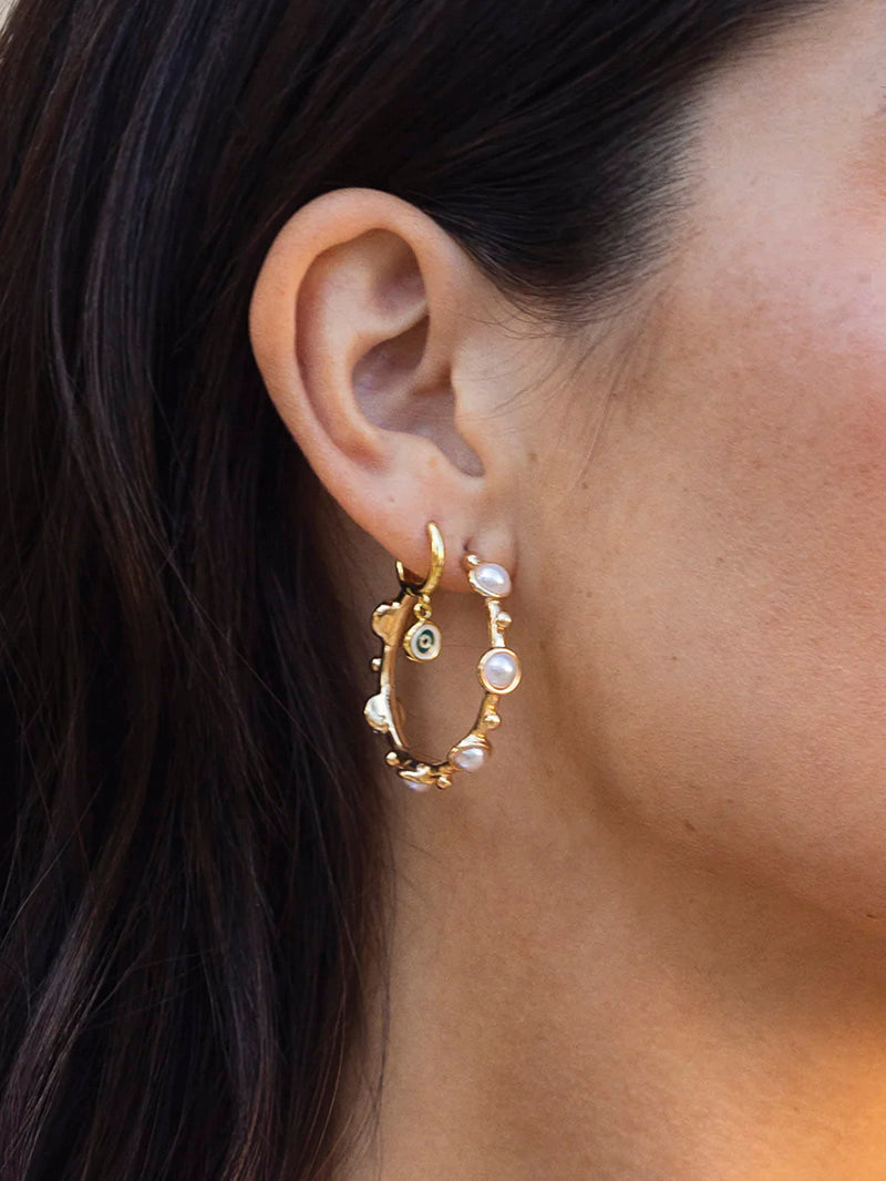 Gold and Pearl Hoop Earrings - Shine Hoop Earrings cheapest