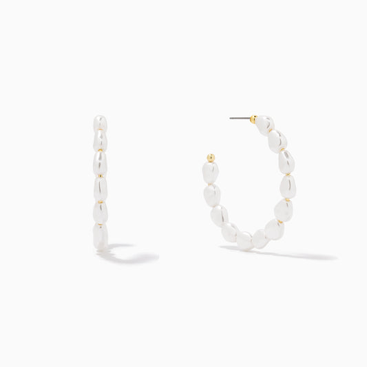 Classy Pearl Hoop Earrings | Gold | Product Image | Uncommon James