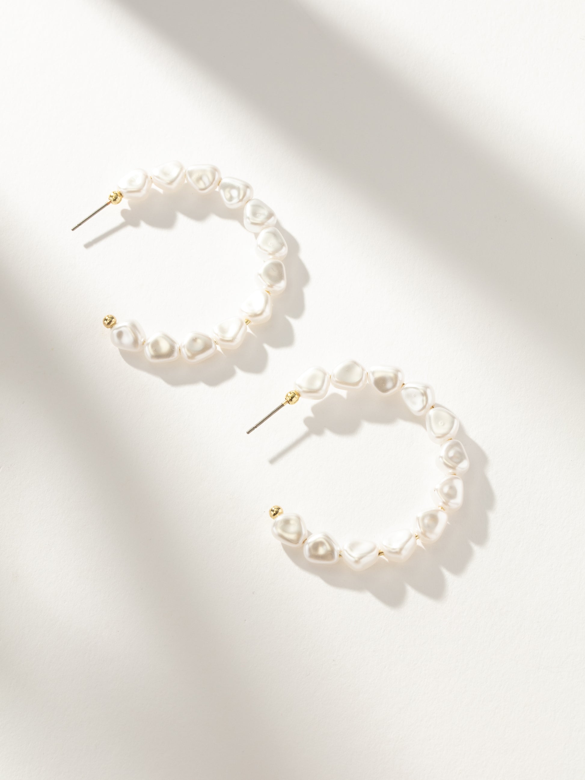 Classy Pearl Hoop Earrings | Gold | Product Detail Image | Uncommon James