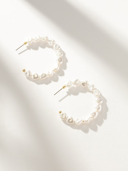 ["Classy Pearl Hoop Earrings ", " Gold ", " Product Detail Image ", " Uncommon James"]