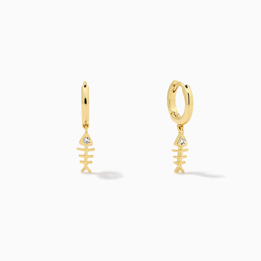 Fish Bone Huggie Earrings | Gold | Product Image | Uncommon James