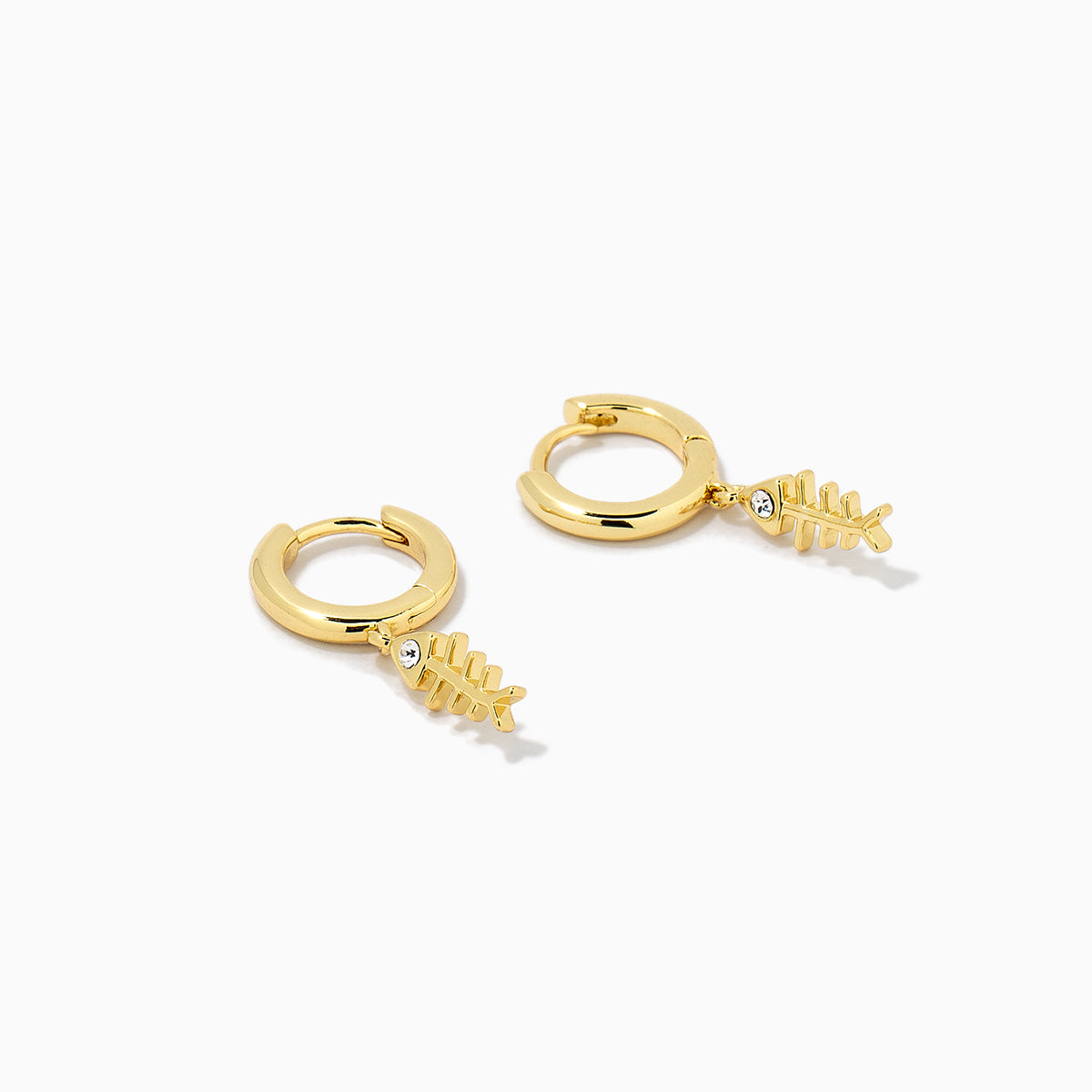 Fish Bone Huggie Earrings | Gold | Product Detail Image | Uncommon James