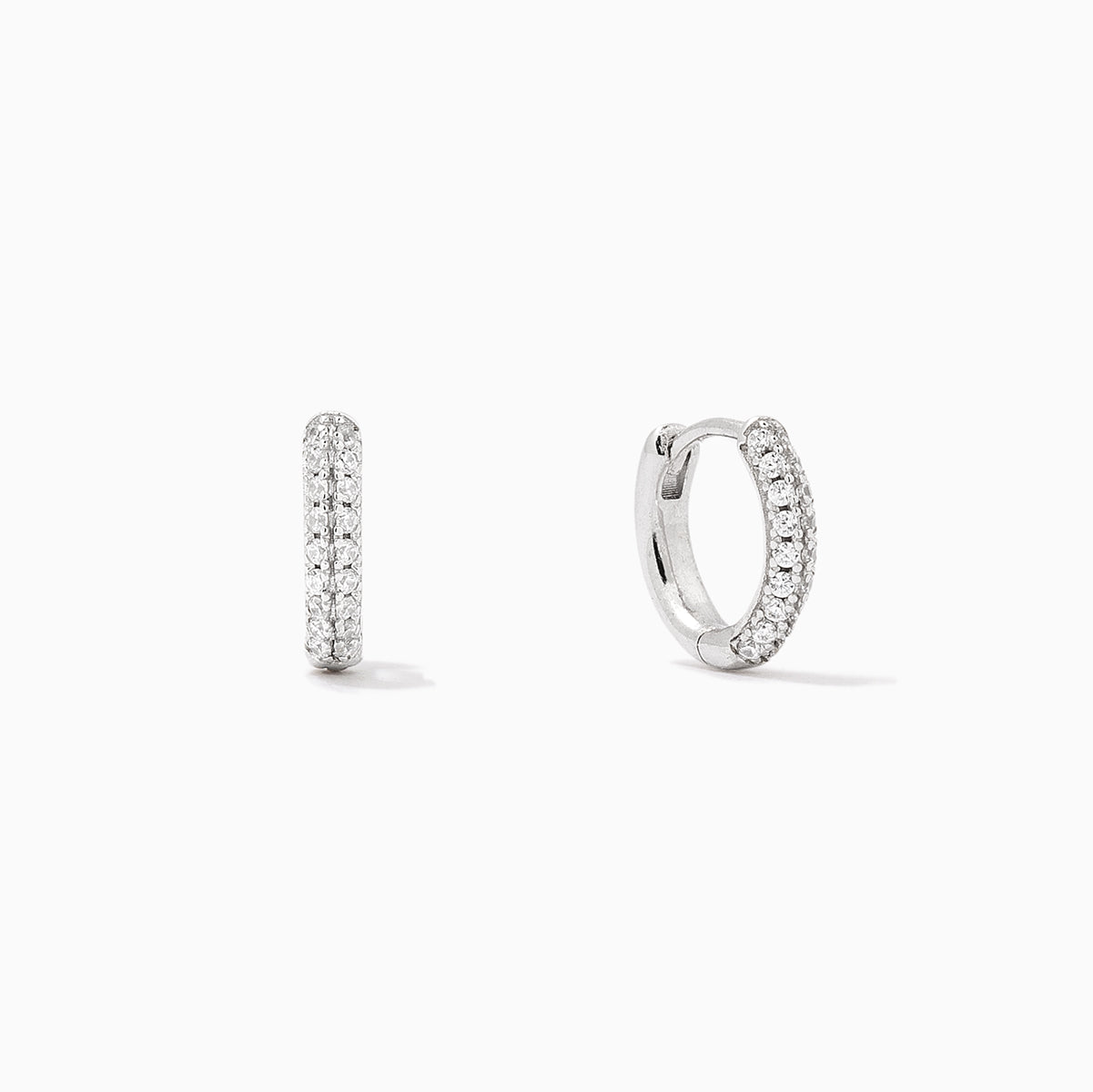 Luminous Pavé Huggie Earrings | Sterling Silver | Product Image | Uncommon James