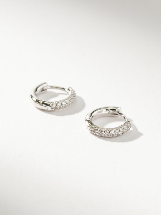 Luminous Pavé Huggie Earrings | Sterling Silver | Product Image | Uncommon James