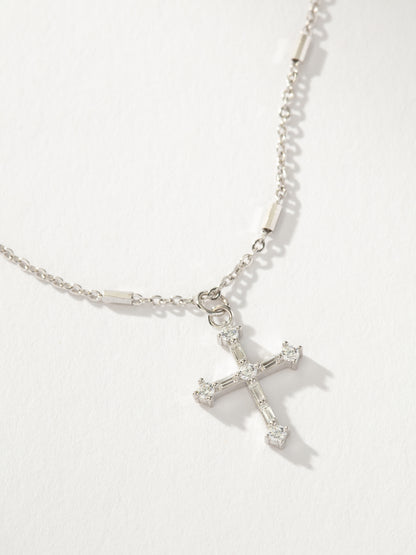 ["Bold Cross Pendant Necklace ", " Sterling Silver ", " Product Detail Image ", " Uncommon James"]