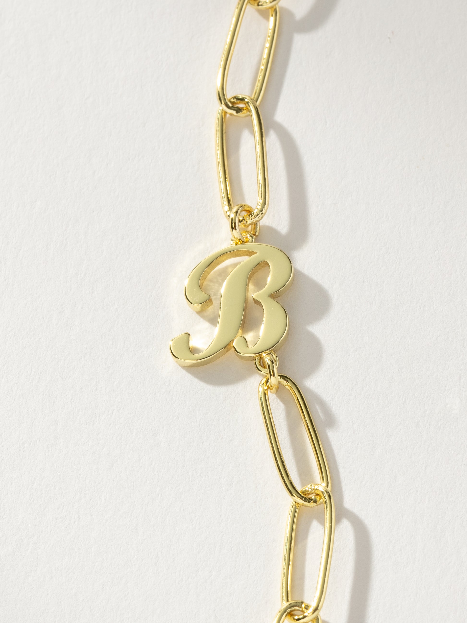 Cursive Initial Necklace | Gold B | Product Detail Image | Uncommon James