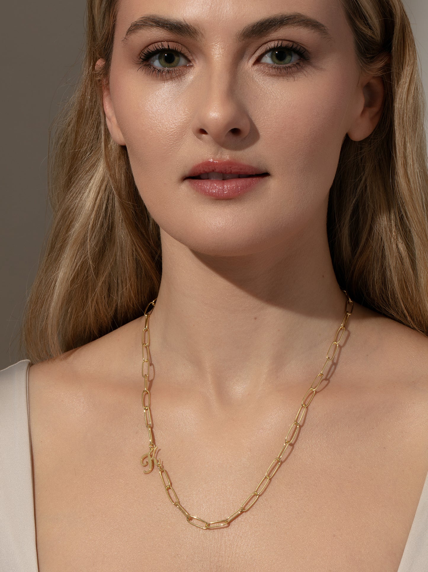 Cursive Initial Necklace | Gold | Model Image | Uncommon James