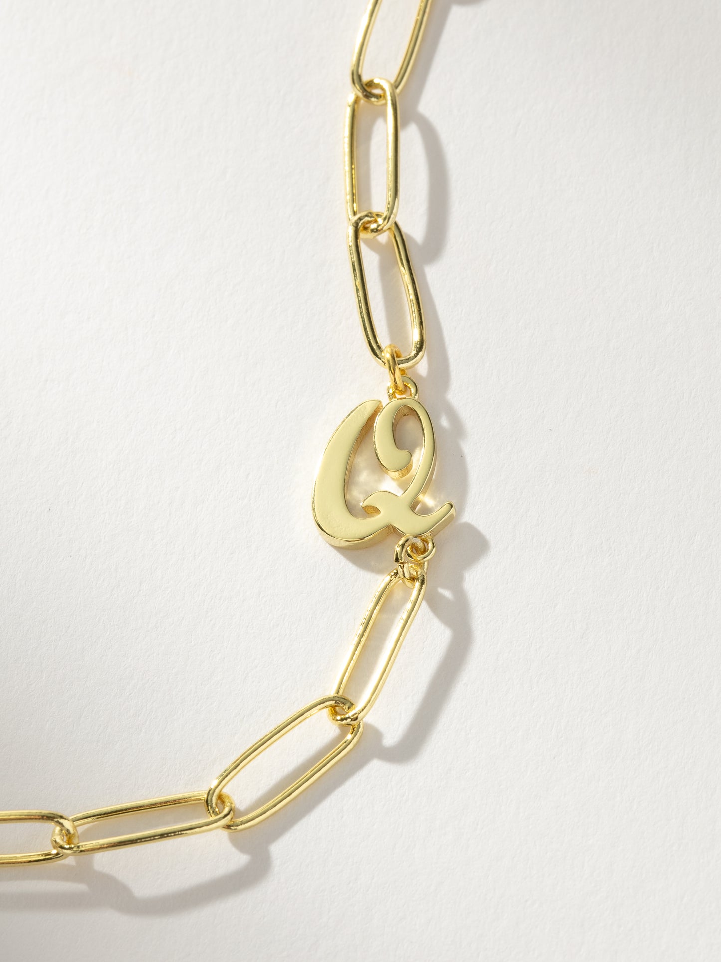 Cursive Initial Necklace | Gold Q | Product Detail Image | Uncommon James