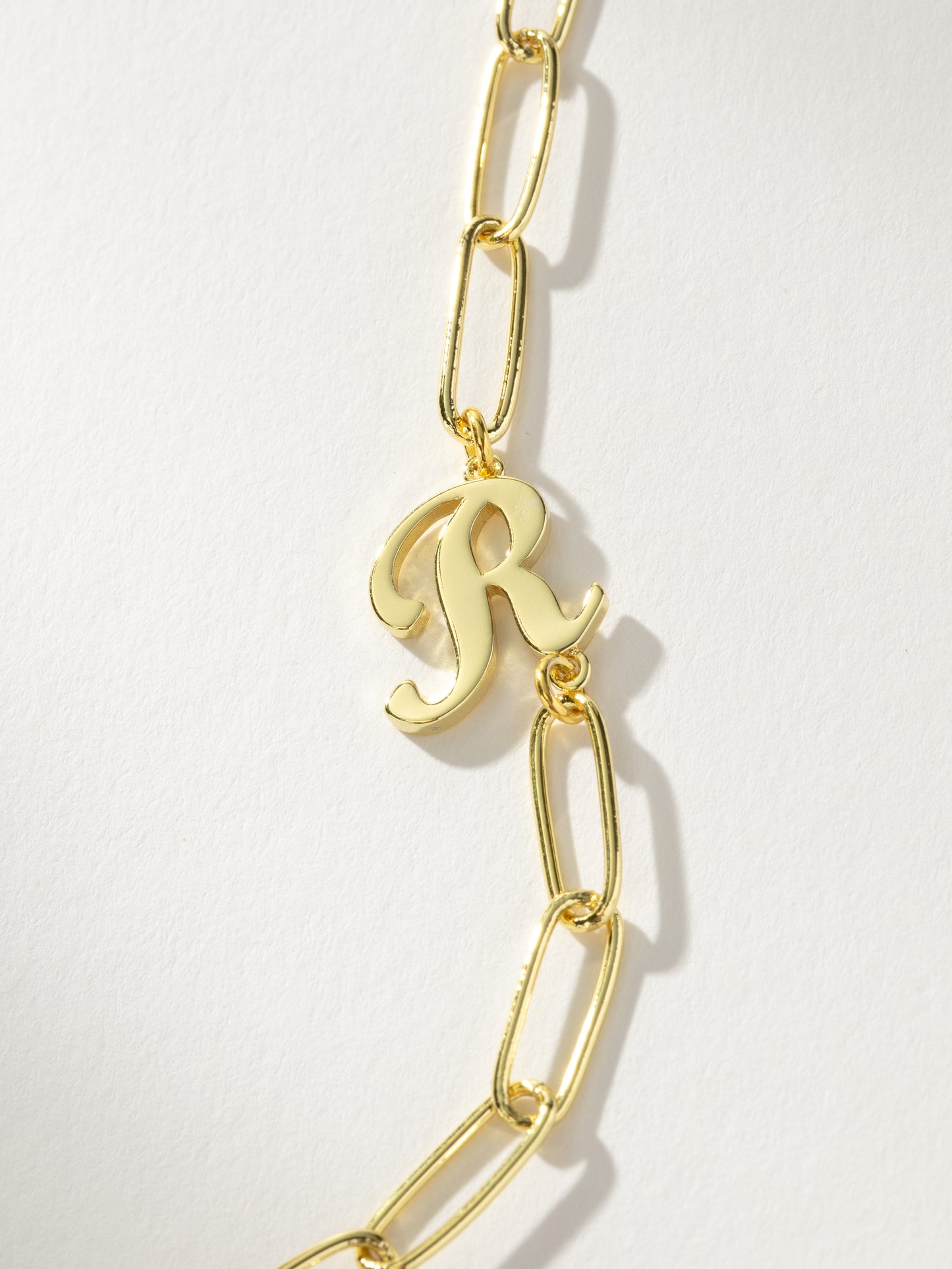 Cursive Initial Necklace | Gold R | Product Detail Image | Uncommon James