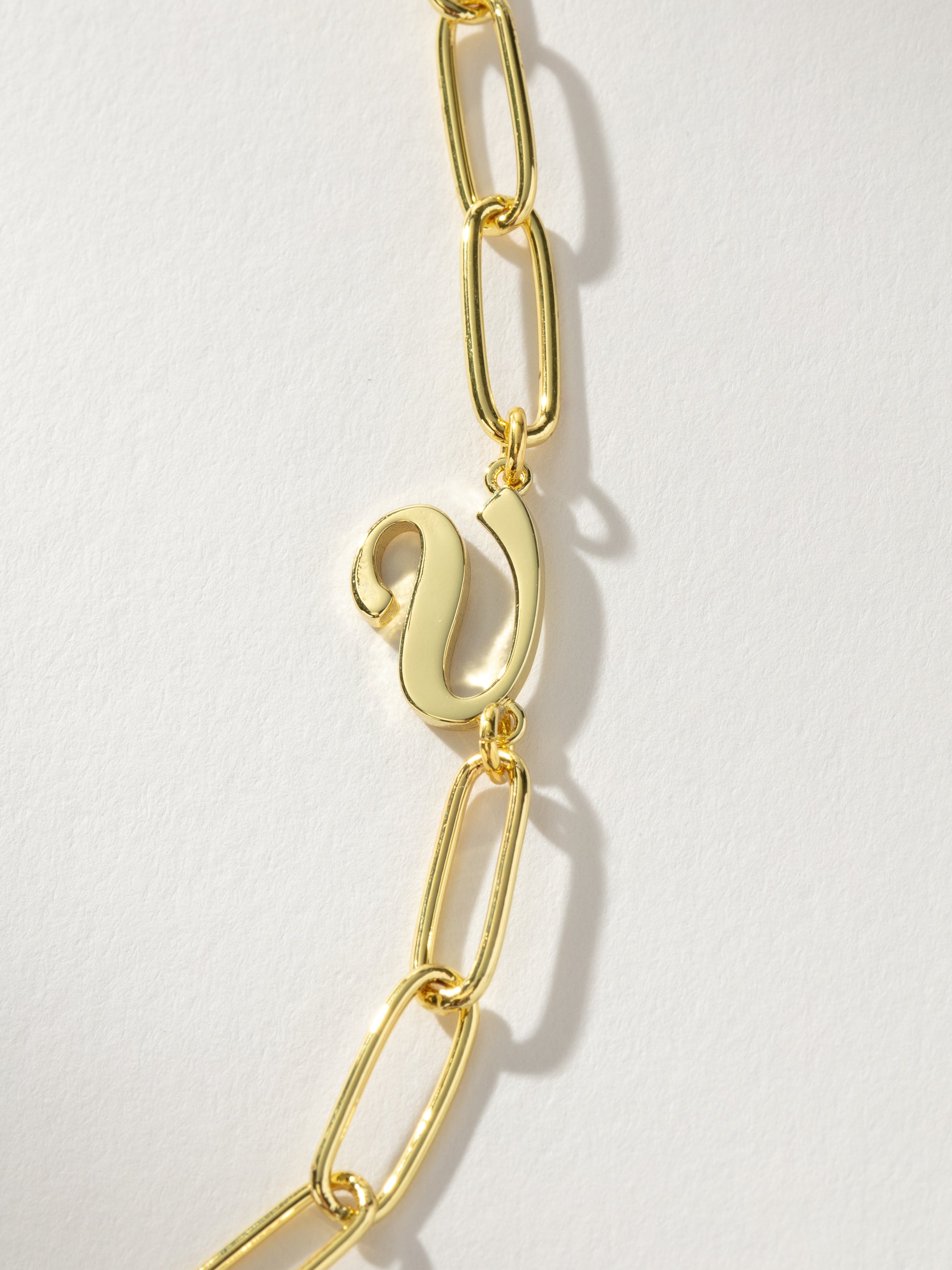 Cursive Initial Necklace | Gold V | Product Detail Image | Uncommon James