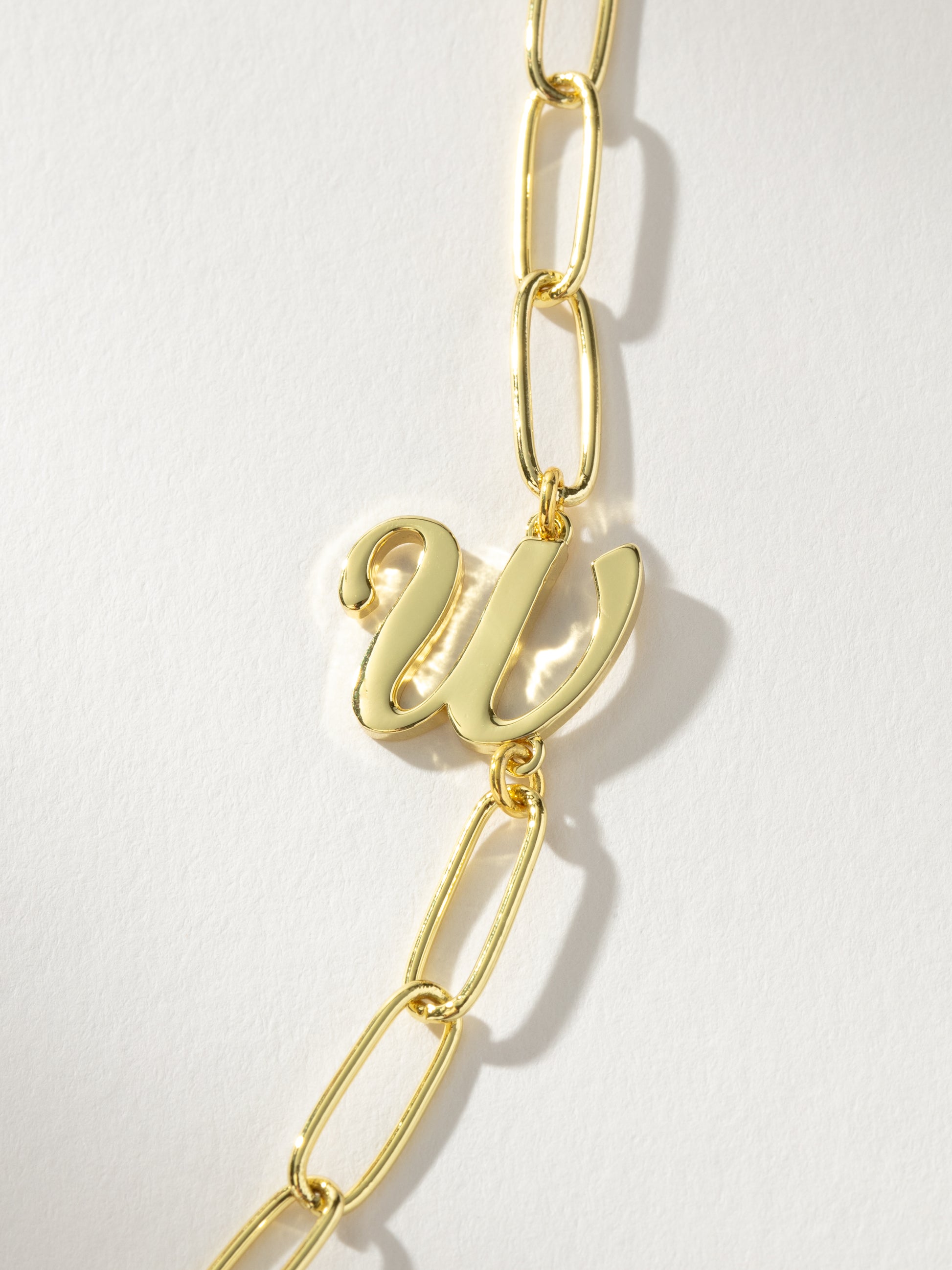 Cursive Initial Necklace | Gold W | Product Detail Image | Uncommon James