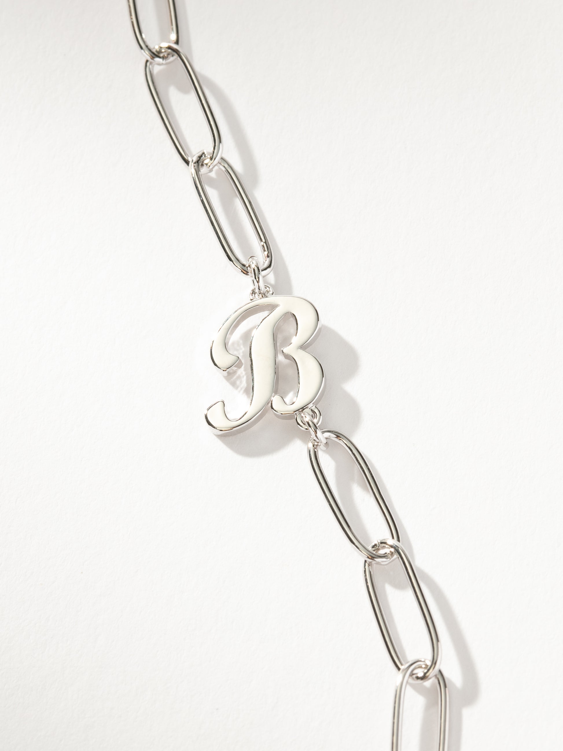 Cursive Initial Necklace | Silver B | Product Detail Image | Uncommon James