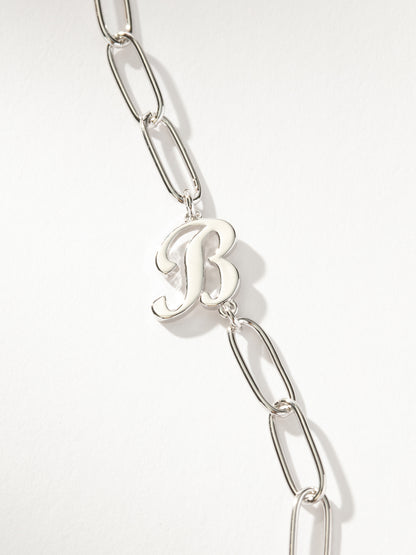 ["Cursive Initial Necklace ", " Silver B ", " Product Detail Image ", " Uncommon James"]