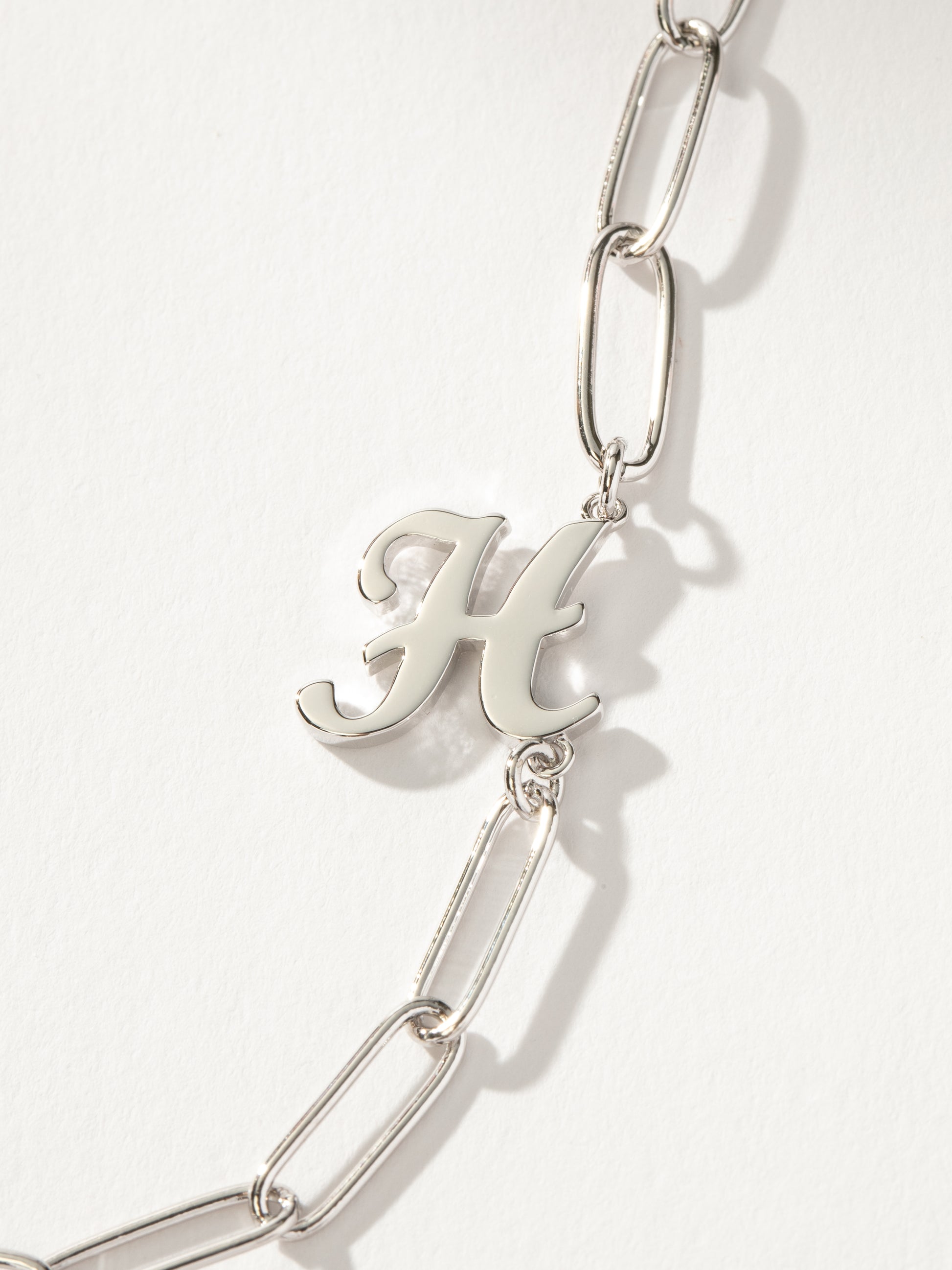 Cursive Initial Necklace | Silver H | Product Detail Image | Uncommon James