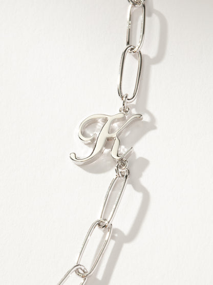 ["Cursive Initial Necklace ", " Silver K ", " Product Detail Image ", " Uncommon James"]