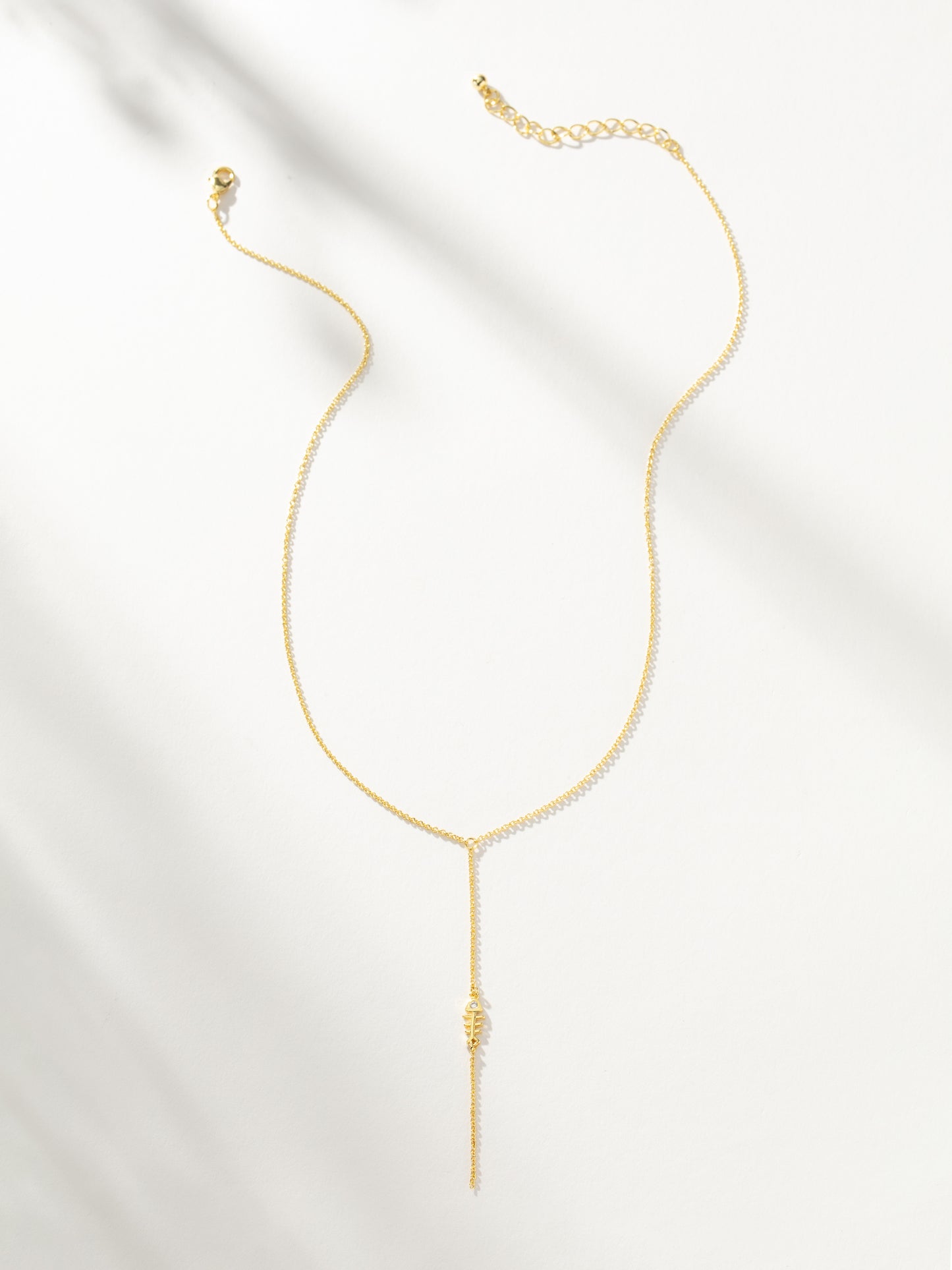 Fish Bone Lariat Necklace | Gold | Product Image | Uncommon James