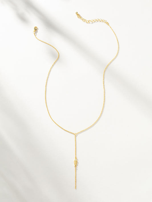 Fish Bone Lariat Necklace | Gold | Product Image | Uncommon James