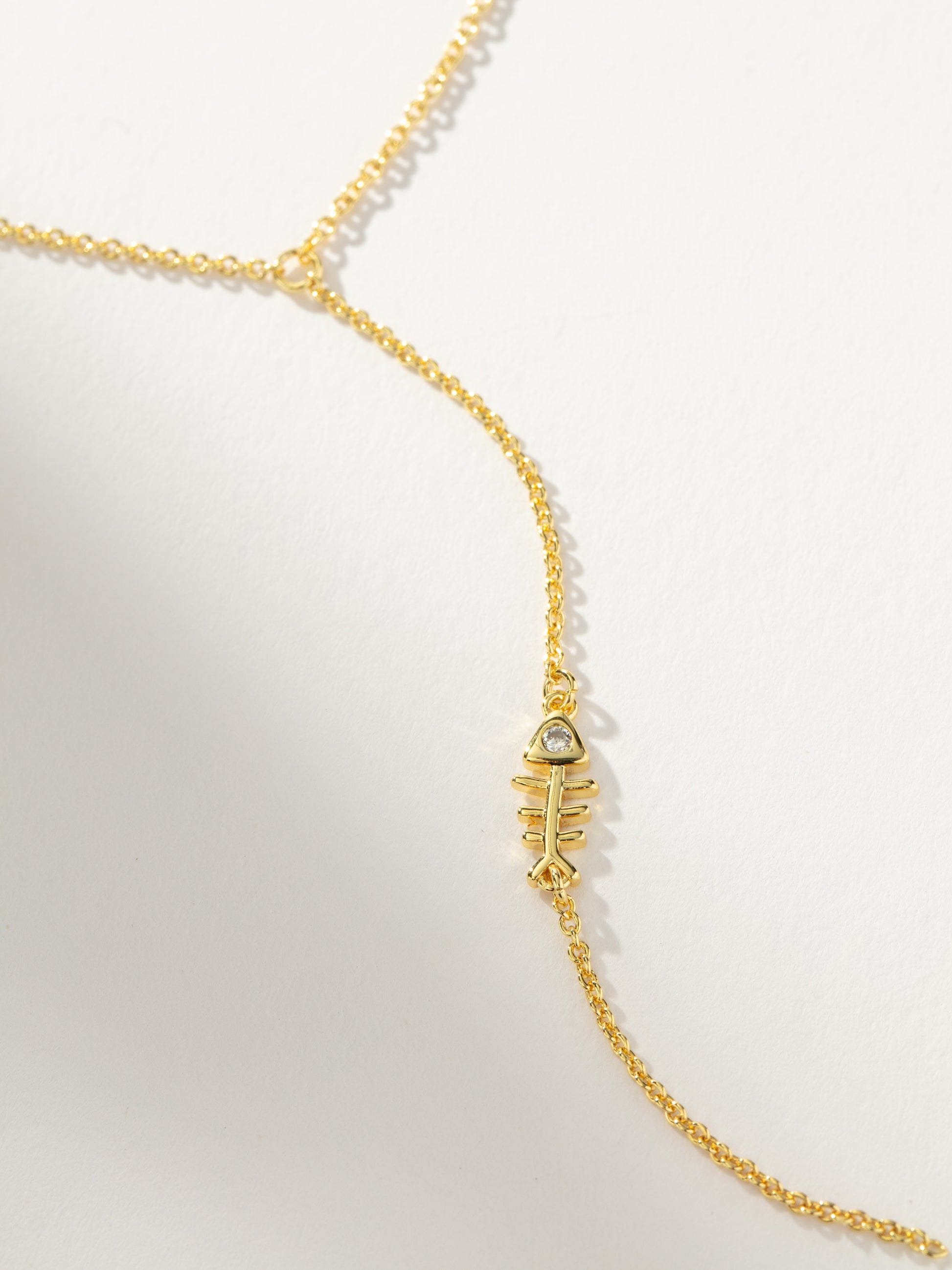 Fish Bone Lariat Necklace | Gold | Product Detail Image | Uncommon James