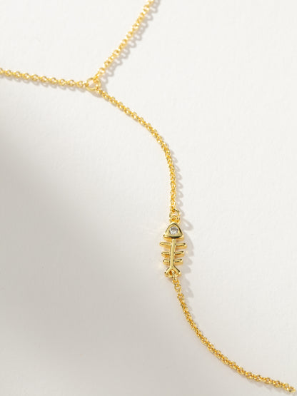 ["Fish Bone Lariat Necklace ", " Gold ", " Product Detail Image ", " Uncommon James"]