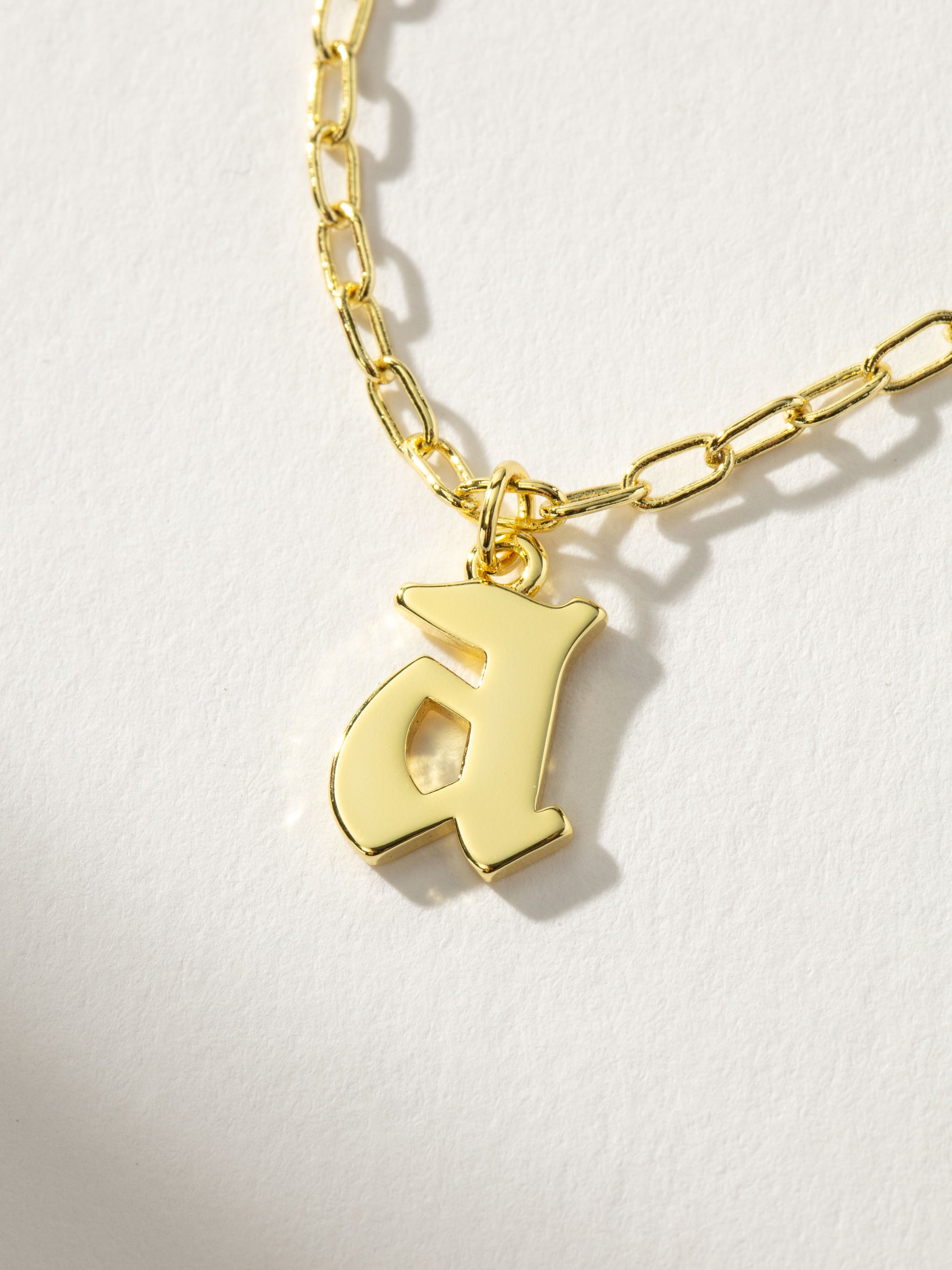 Gothic Initial Pendant Necklace | Gold A | Product Detail Image | Uncommon James