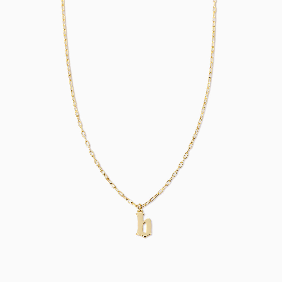 Gothic Initial Pendant Necklace | Gold B | Product Image | Uncommon James