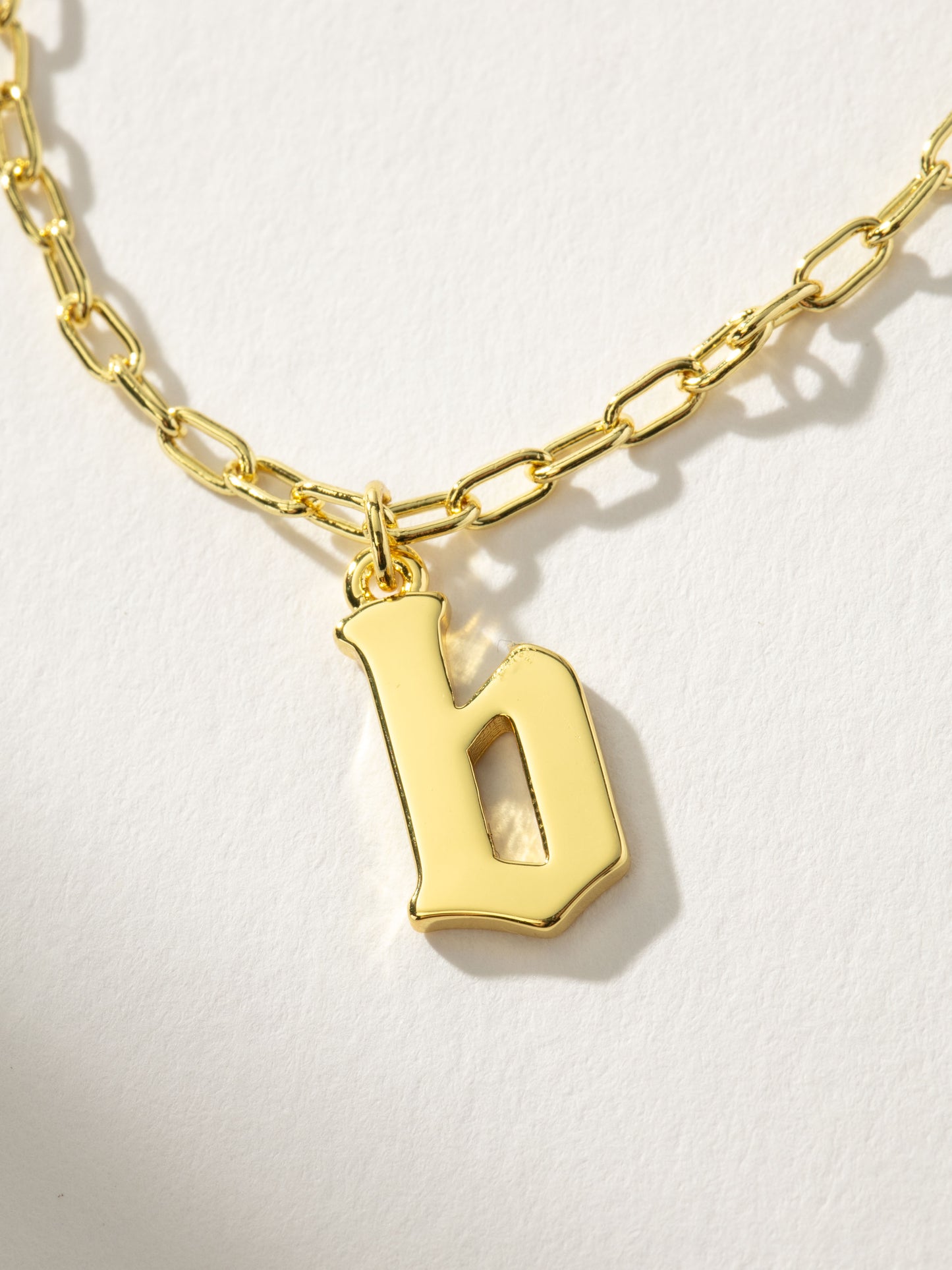 Gothic Initial Pendant Necklace | Gold B | Product Detail Image | Uncommon James