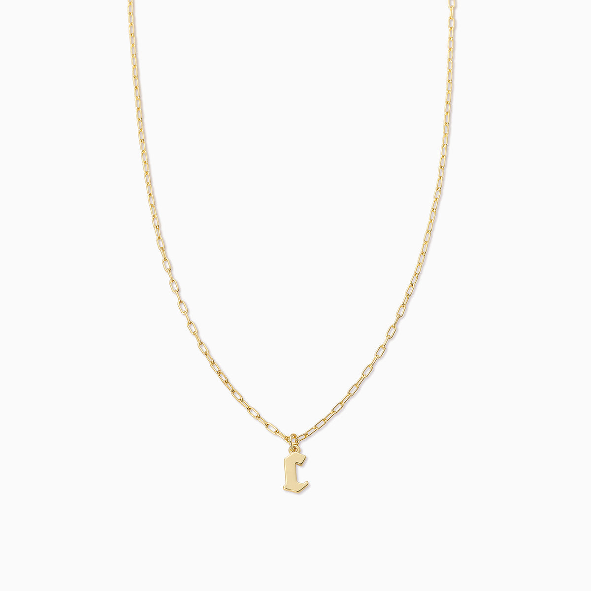 Gothic Initial Pendant Necklace | Gold C | Product Image | Uncommon James